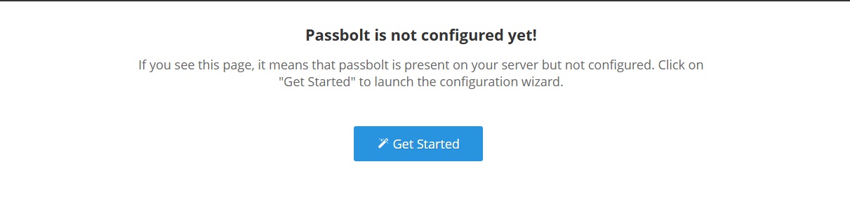 Passbolt - Home page before configuration
