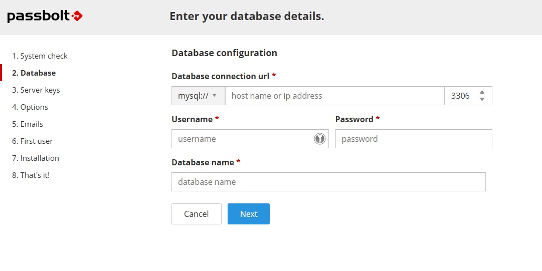 Passbolt - Database configuration