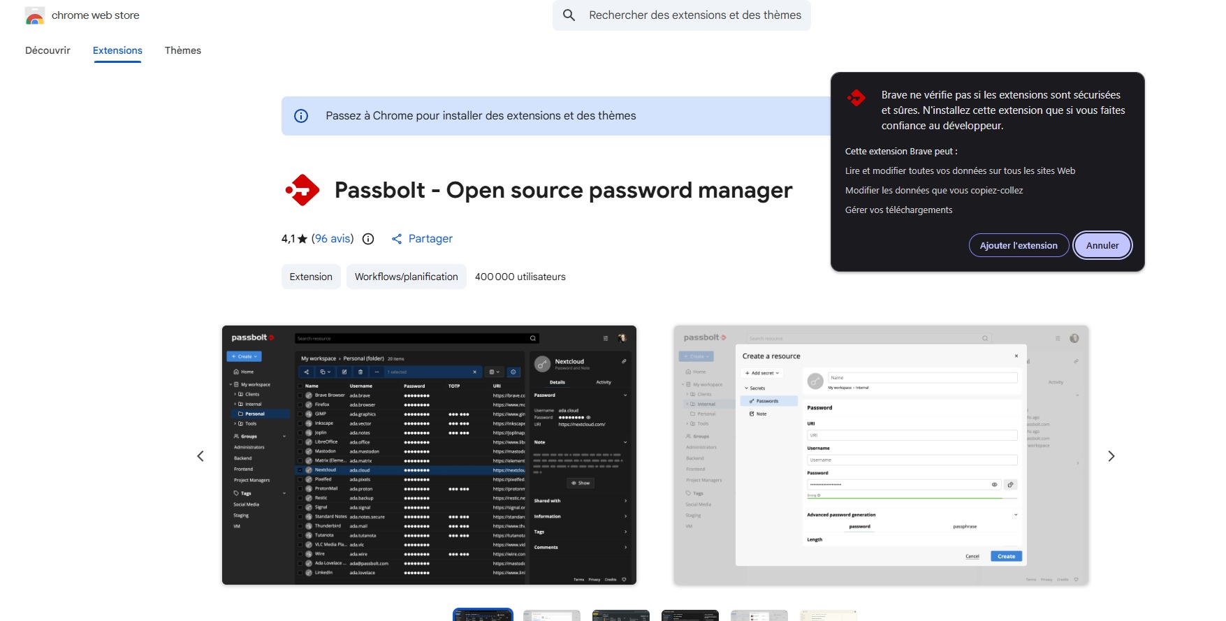 Passbolt - Chrome Web Store Extension