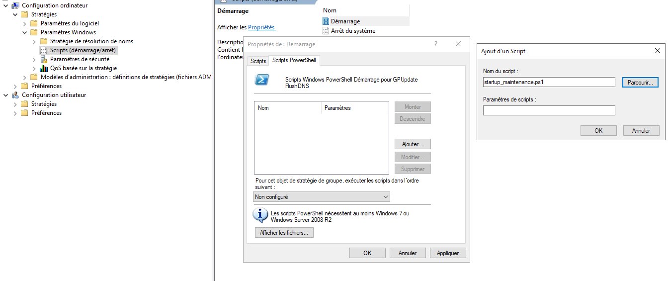 Adding the startup_maintenance.ps1 script as a PowerShell startup script.